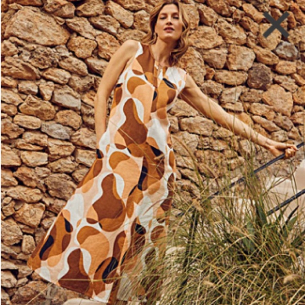 La Contemporaine op art linen midi dress small